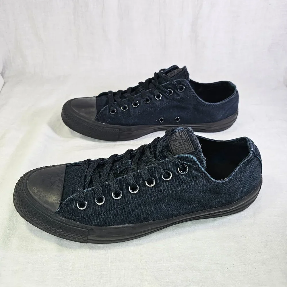 Converse Chuck Taylor All Star Low Top Canvas Sneakers Black Monochrome M5039 - Picture 3 of 10
